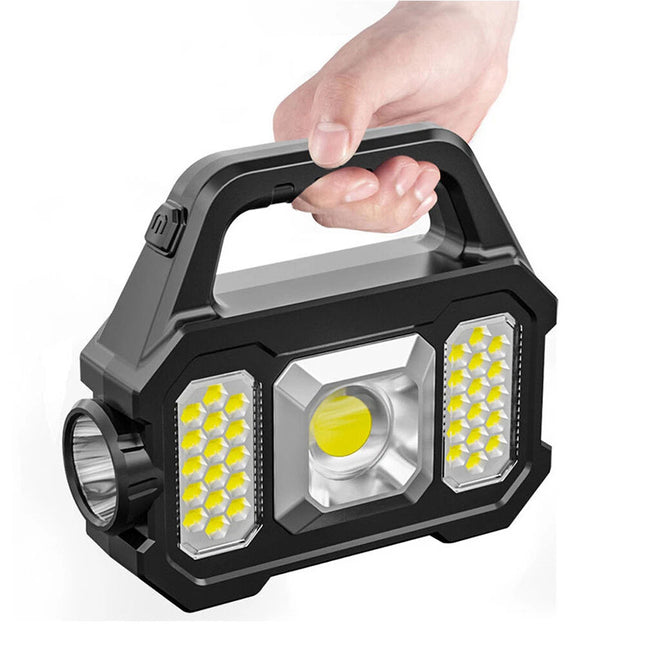 Portable LED Search Light Solar USB Rechargeable Flashlight Torch