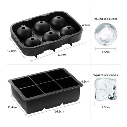 2Pcs Ice Cube Making Mold Silicone Large Tray Ball Maker Mold Whiskey Ice Mould