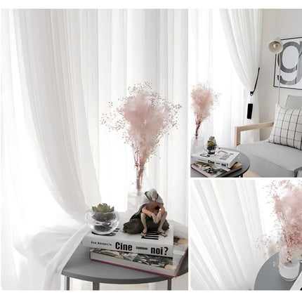4 Panel Sheer Curtains Rod Pocket Window Sheer Voile Curtain Bedroom 140x213cm