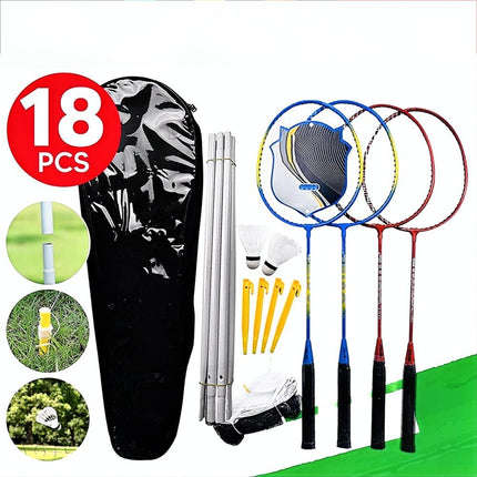 Professional Badminton Racquet Set 4 Player Racket Shuttlecock Net Bag