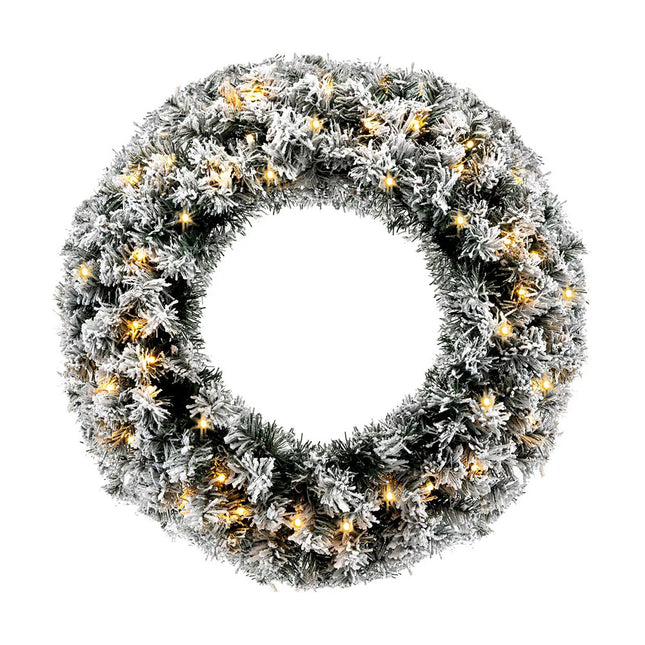 60CM Christmas Garland Wreath Xmas Hanging Decoration LED Lights Window Wall