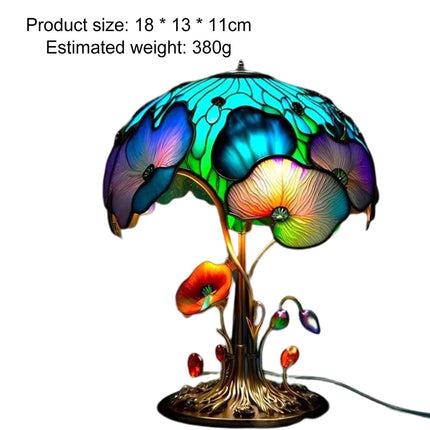 Painting Glass Mushroom Table Lamps Bohemian Resin Table Lamp Night Light Decor F#