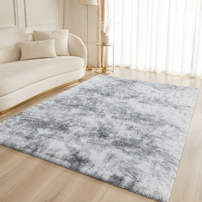 Light Grey Fluffy Shaggy Area Rug Soft Plush Floor Carpet 200x230cm Living Room
