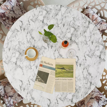 Elastic Edged Round Tablecloth Waterproof Oil-Proof Flannel Backed Table Cover