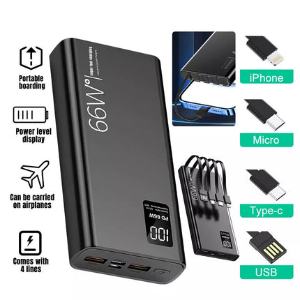 66W 30000mAh PD Fast Charging Power Bank Portable Charger Battery Powerbank Gift