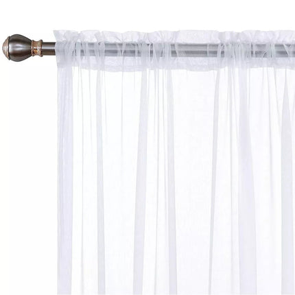 4 Panel Sheer Curtains Rod Pocket Window Sheer Voile Curtain Bedroom 140x213cm