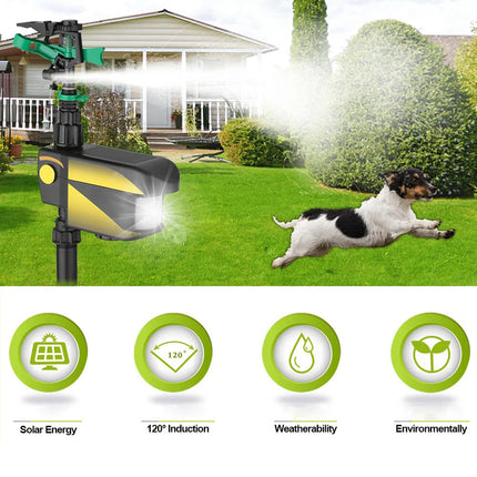 Solar Powered Motion Sensor Activated Animal Repeller Repellent Water Sprinkler