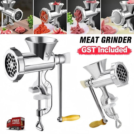 Manual Meat Grinder Table Hand Sausage Filler Stuffer Stainless Steel Kitchen
