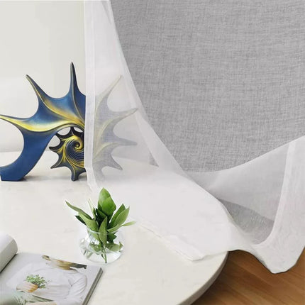 4 Panel Sheer Curtains Rod Pocket Window Sheer Voile Curtain Bedroom 140x213cm