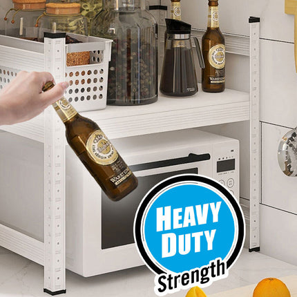 White Heavy Duty Adjustable Microwave Shelf Oven Storage Rack Stand Holder Kitchen