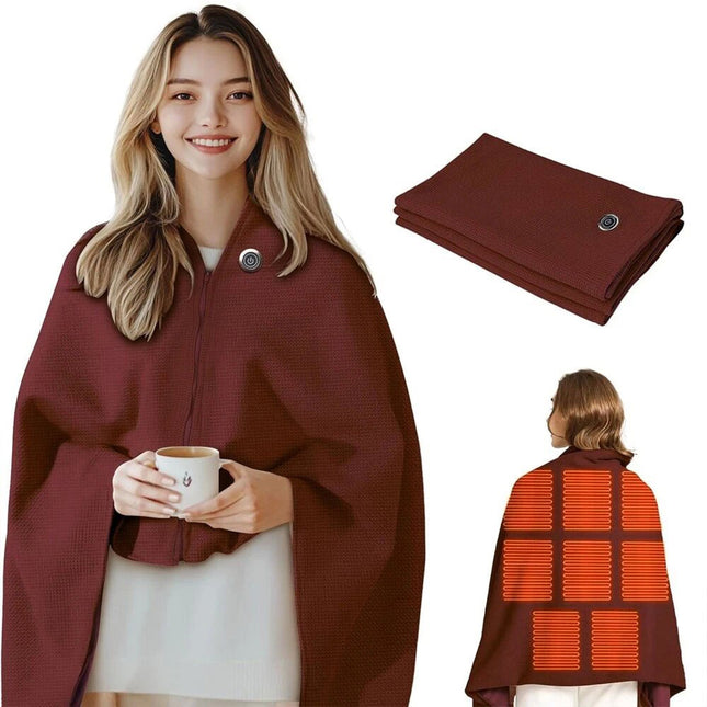 Electric Heated Throw Blanket USB Warm Poncho Wrap Blanket Portable heated Shawl