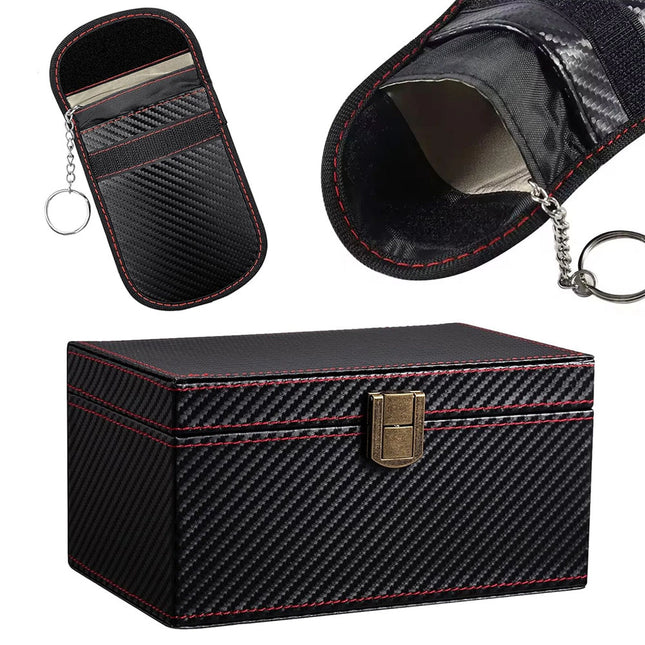 Faraday Box with Faraday Pouch 2 Pack Keyless Entry Car Key Safe Protector