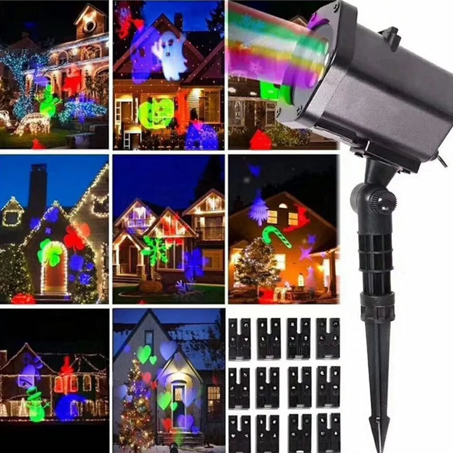 RGB laser projector with 12 Christmas patterns Lights LED Party Snow light Party