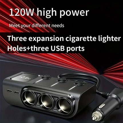 3Way 12-24V Car Cigarette Charger Lighter Socket Splitter Power USB Adapter Port 3Way Car Charger