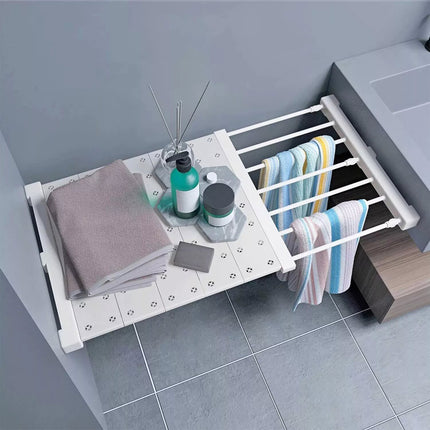 75-120cm Expandable Tension Shelf Adjustable Rack Hanger Rod Kitchen Organiser Separator