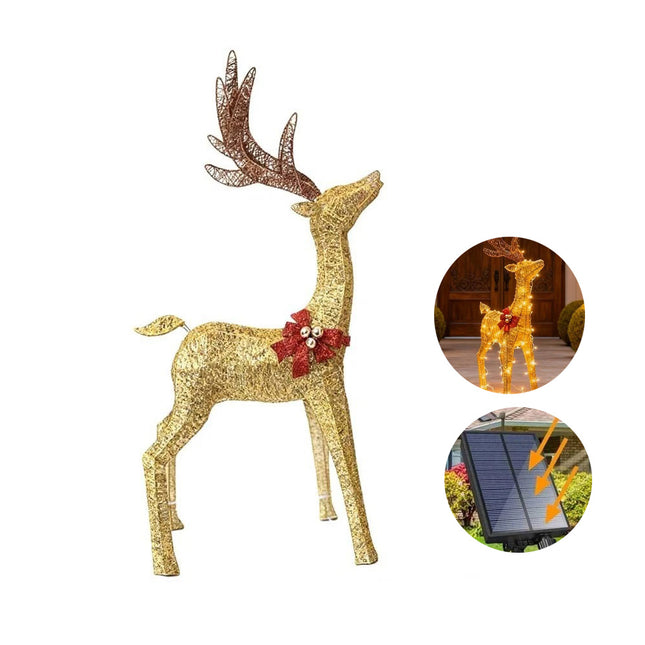 4.2ft Christmas Decoration Reindeer LED Lights Light up Solar Iron Frame Door De