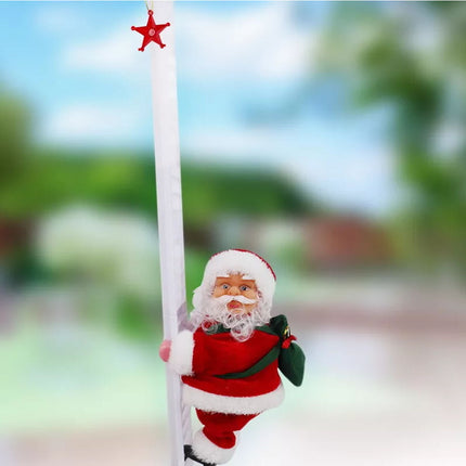 Electric Climbing Ladder Santa Claus Christmas Music Figurine Party Decor