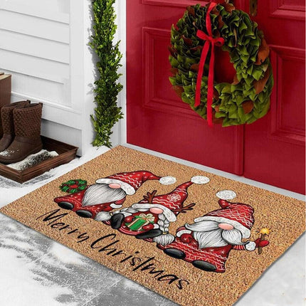 Merry Christmas Door Mat Floor Rug Xmas Home Decoration Non Slip Flannel Carpet