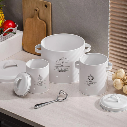 3Pcs Potatoes Onions Garlic Bin Vegetable Rack Storage Tins Breathable Fruit