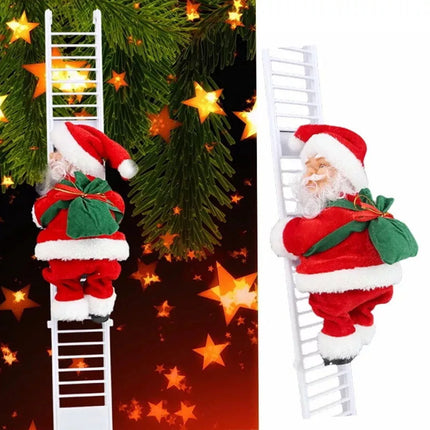 Electric Climbing Ladder Santa Claus Christmas Music Figurine Party Decor