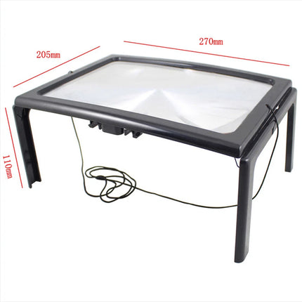 3X Large LED Page Magnifier with Stand Eye Caring Light Desk Reading Fine Print