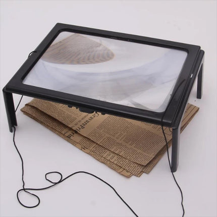 3X Large LED Page Magnifier with Stand Eye Caring Light Desk Reading Fine Print