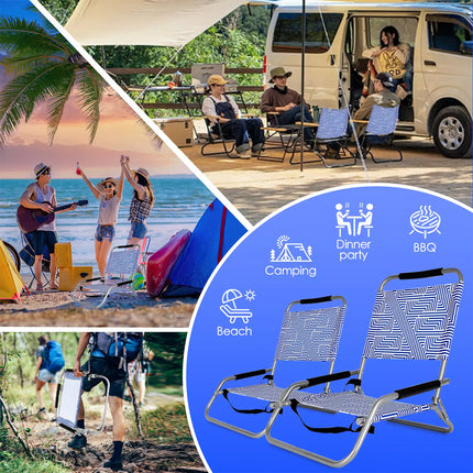2x Portable Beach Chair Folding Foldable Summer Camping Outdoors