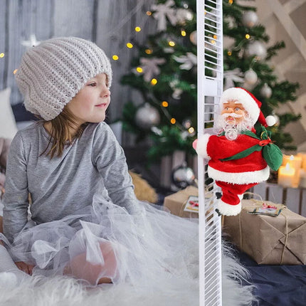 Electric Climbing Ladder Santa Claus Christmas Music Figurine Party Decor