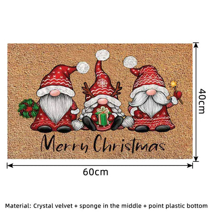 Merry Christmas Door Mat Floor Rug Xmas Home Decoration Non Slip Flannel Carpet