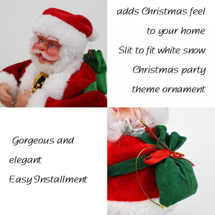 Electric Climbing Ladder Santa Claus Christmas Music Figurine Party Decor