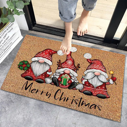 Merry Christmas Door Mat Floor Rug Xmas Home Decoration Non Slip Flannel Carpet
