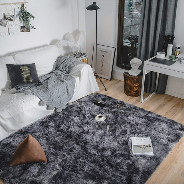 Soft Plush Dark Grey 100*160cm Floor Carpet Rug Mat, Ideal for Living Room & Bedroom