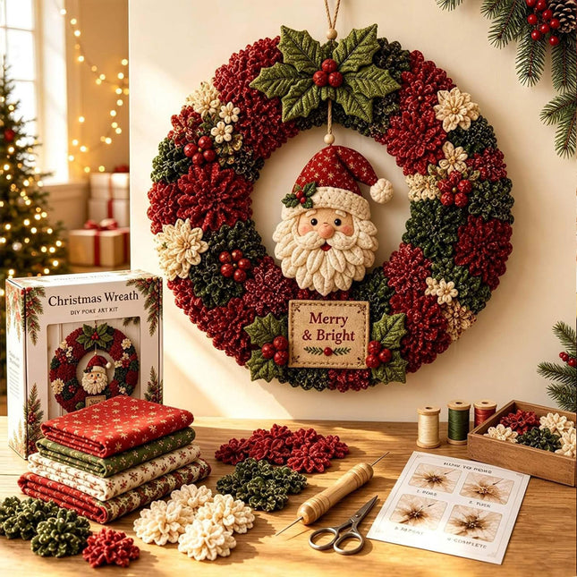 Handmade 3D Fabric Poke Wreath DIY Kit Christmas Wreath Making Set Craft Gift