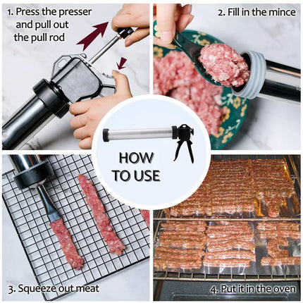 Large Capacity Beef Stick Maker 15in Jerky Press Tool With 2pcs Nozzle For Cooking