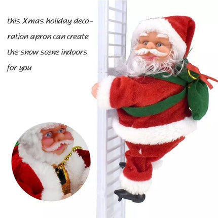 Electric Climbing Ladder Santa Claus Christmas Music Figurine Party Decor