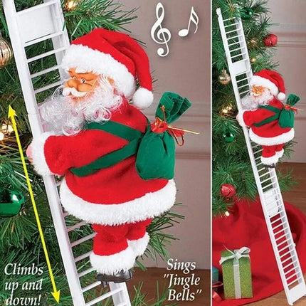 Electric Climbing Ladder Santa Claus Christmas Music Figurine Party Decor