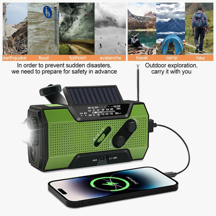20000mAh Wind Up Solar Radio Hand Crank Emergency FM/AM USB Charger LED Torch