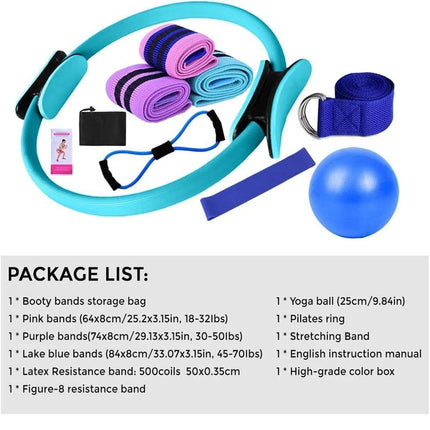 Better Me Pilates Essentials Kit Pilates Rings Booty Bands Yoga Set Hip Exercise Blue