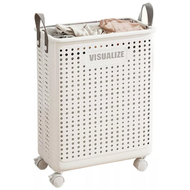 Foldable Laundry Basket Washing Clothes Storage with Wheels Dirty Clothes Hamper M