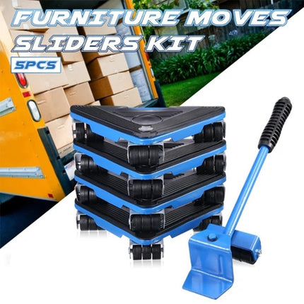 5X Heavy Metal Furniture Lifter Mover 360° Rotation Wheels Moving Kit Slider Pad