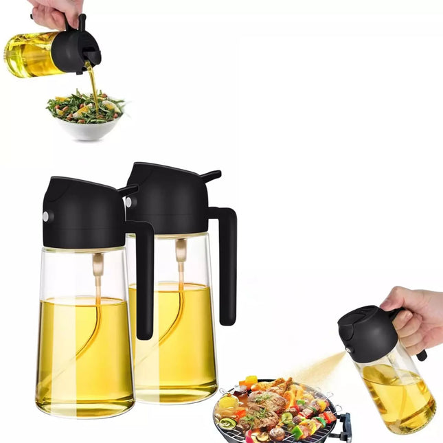 470ml Oil Sprayer & Dispenser – 2-in-1 Glass Bottle Cooking BBQ