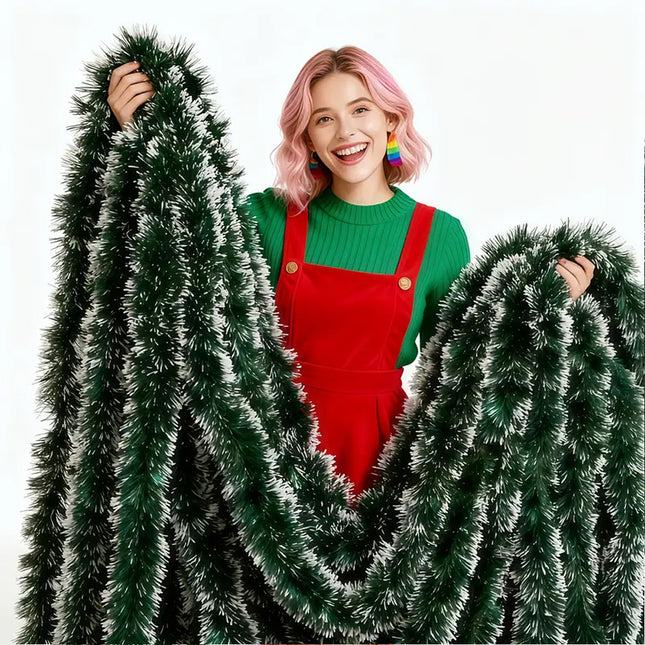 10 Pcs Christmas Tinsel Party Xmas Garland Decoration Tree Home Decor Ornaments Green