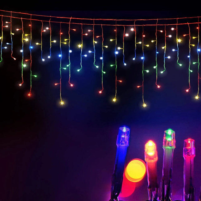 12.5M Christmas Lights Solar Icicle String Light Multi Colour