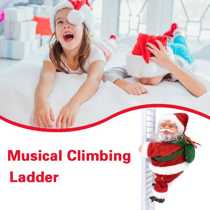 Electric Climbing Ladder Santa Claus Christmas Music Figurine Party Decor