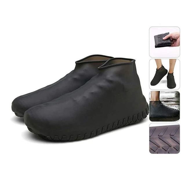 Shoe Cover Waterproof Silicone Non-Slip Rain Water Rubber Foot Boot Overshoe Black XL