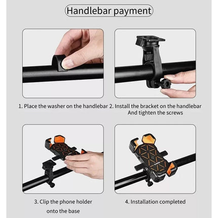 360° Rotation Mobile Phone Holder Handlebar Mount For Motorcycle Bicycle Bike Orange