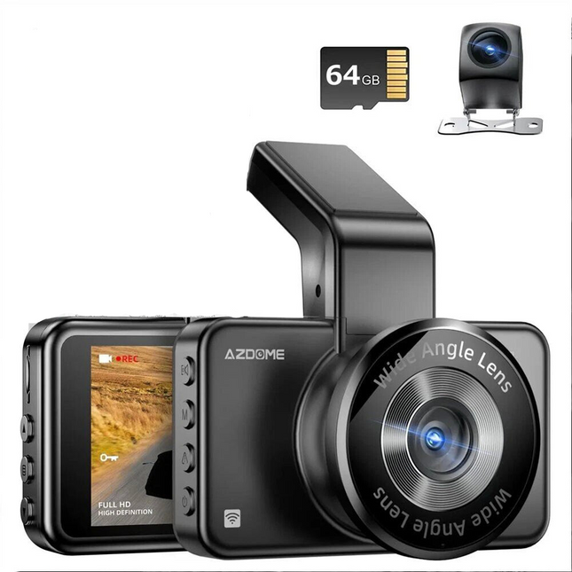 AZDOME M17 Pro Dash Cam Voice Activated Front Rear Wifi 64GB Card Loop Recording