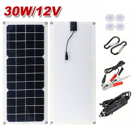 30W Solar Panel Trickle Charger 12V Battery Charger for RV Boat Car Camping Flex