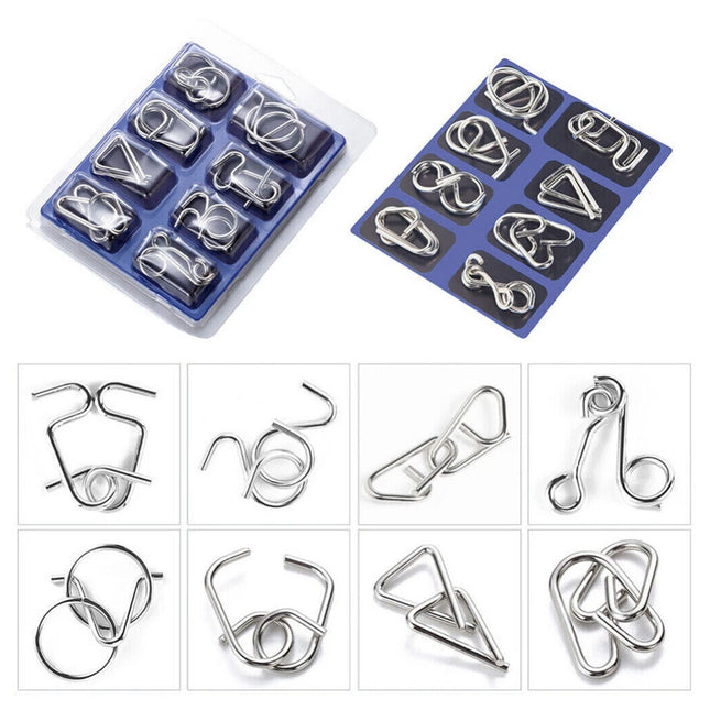 48Pcs(2A+2B+2C) Classic IQ Metal Puzzle Brain Teaser Disentanglement Wire Puzzles Game Toy