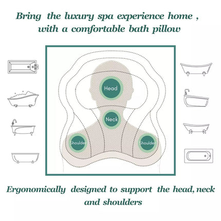 3D Bath Pillow Spa Bathtub Head Rest Neck Back Support Tub Breathable Cushion